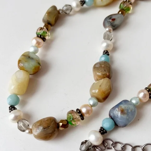 Vintage Peyote Bird 925 Sterling Silver and Multicolor Gemstone Beaded Necklace - Picture 2 of 16